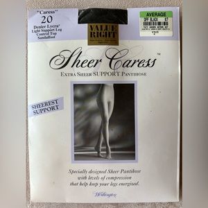 Worthington Sheer Caress Vintage Control Top Pantyhose Average OFF BLCK NWT NIP